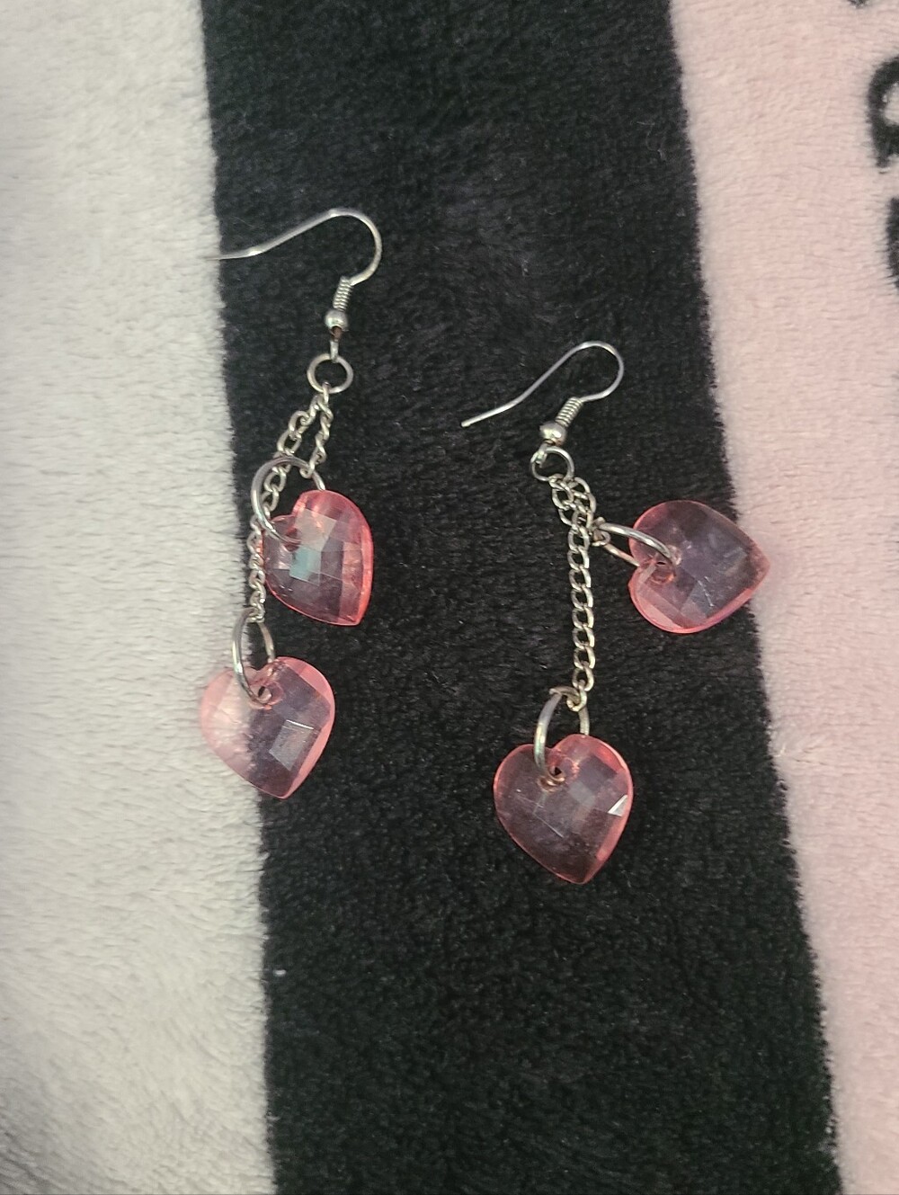 Adorable Pink Heart Dangle Earrings